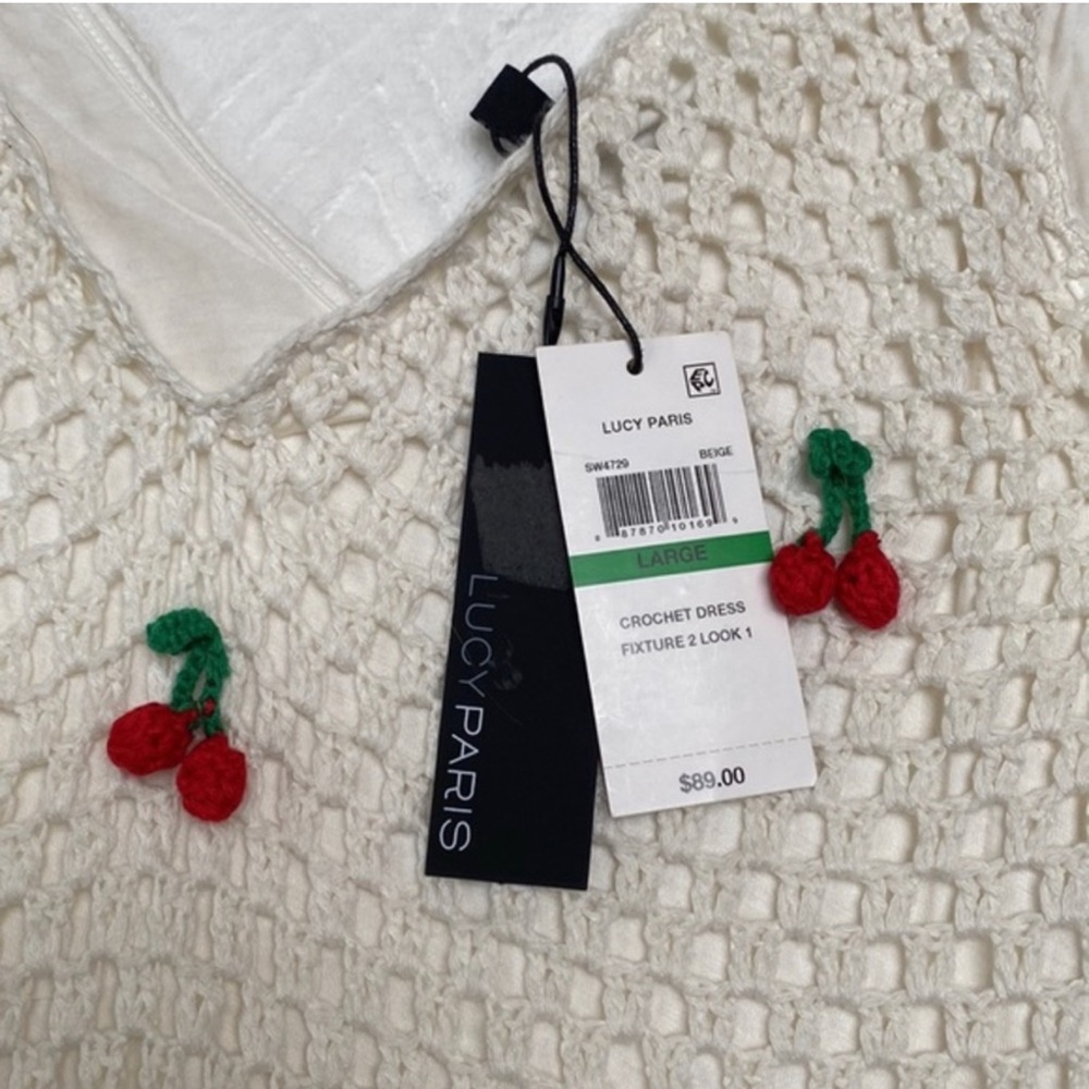 NWT LUCY PARIS CROCHET CHERRY DRESS - Picture 4 of 6